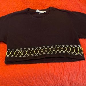 Cute Black Crop Top with Neon Green Zig Zag Emma & Sam